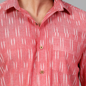 Pink - Pochampally Ikat Cotton Men Full Sleeve Shirt
