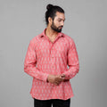 Pink - Pochampally Ikat Cotton Men Full Sleeve Shirt