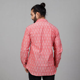 Pink - Pochampally Ikat Cotton Men Full Sleeve Shirt