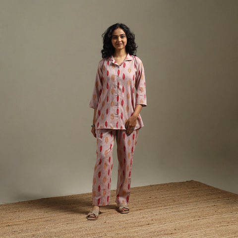 Pochampally ikat cotton night suit set 07 - handcrafted