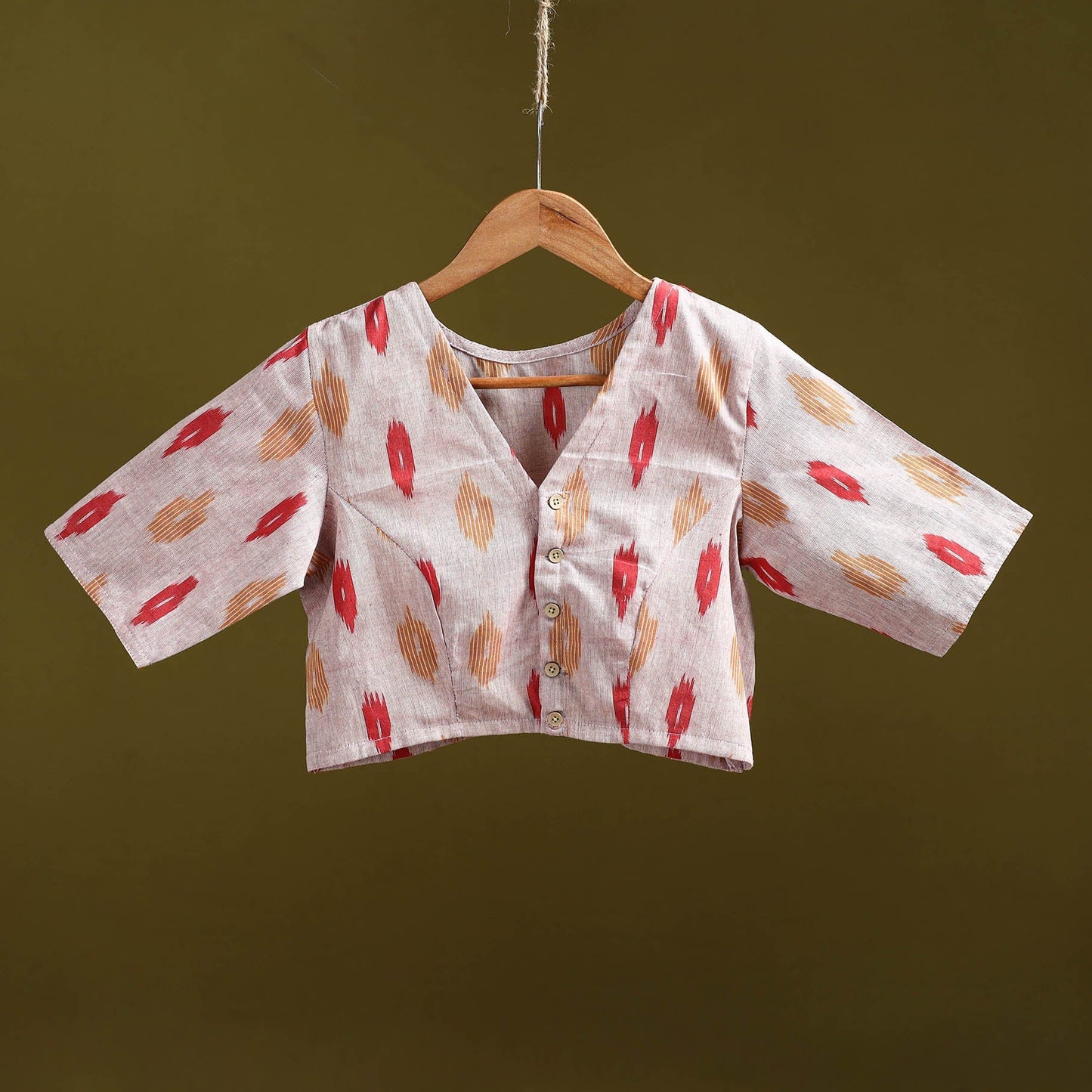 Pochampally ikat cotton readymade blouse 13 - handcrafted