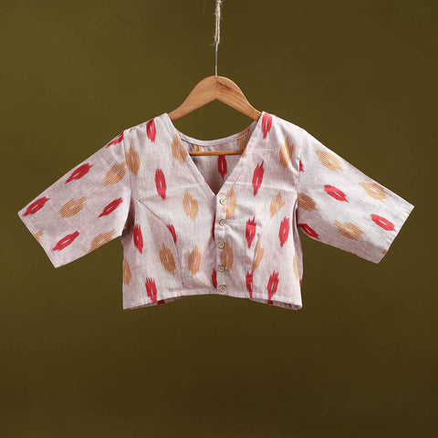 Pochampally ikat cotton readymade blouse 13 - handcrafted