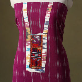 Pink - pochampally ikat cotton unstitched kurta material