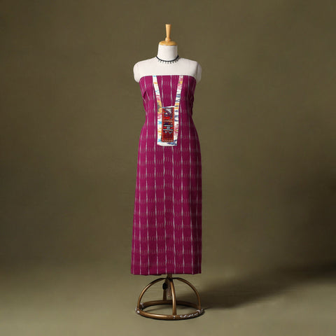 Pink - pochampally ikat cotton unstitched kurta material