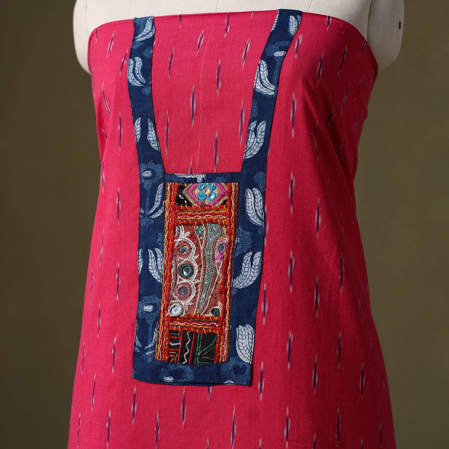 Pochampally Ikat Cotton Unstitched Kurta Material