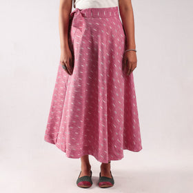 Pink - pochampally ikat cotton wrap around skirt