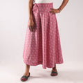 Pink - pochampally ikat cotton wrap around skirt