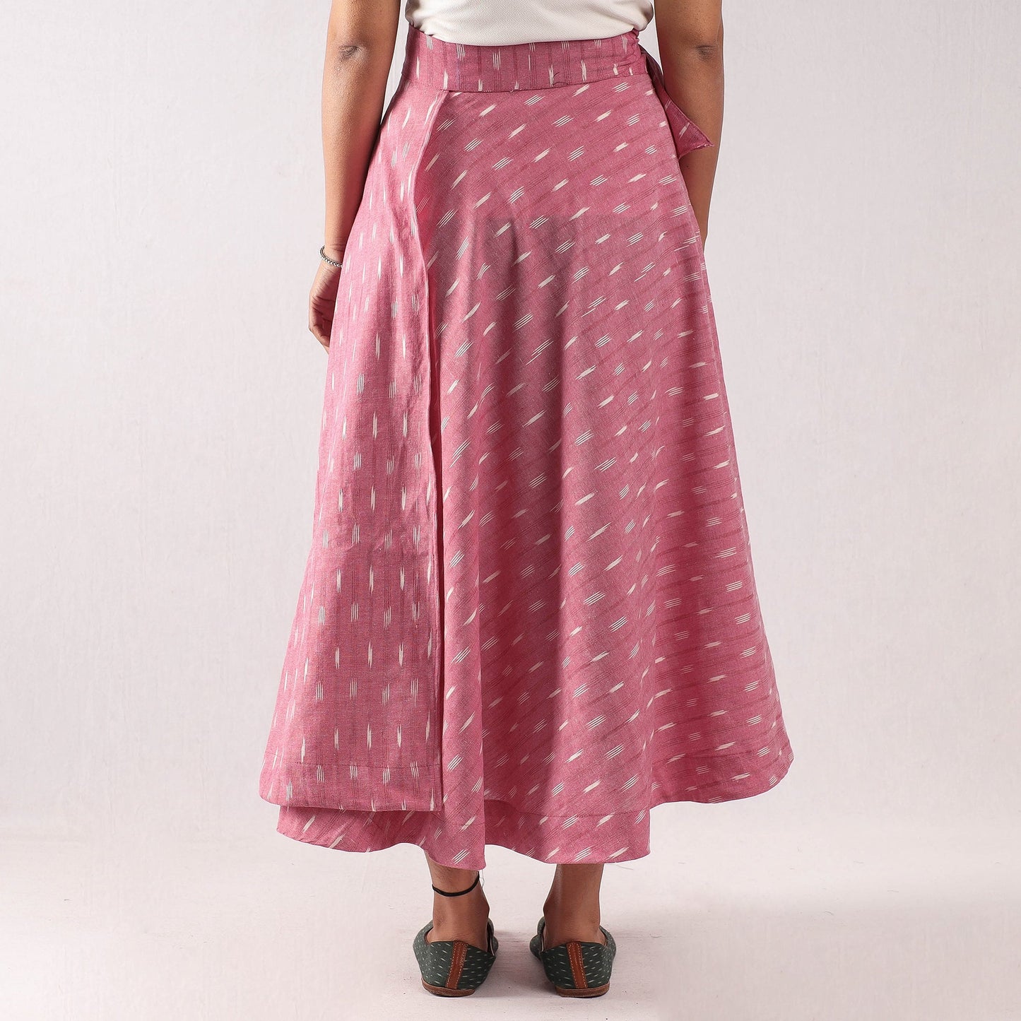 Pink - pochampally ikat cotton wrap around skirt