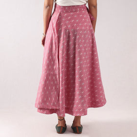 Pink - pochampally ikat cotton wrap around skirt