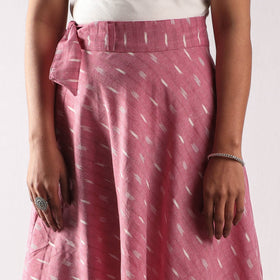 Pink - pochampally ikat cotton wrap around skirt