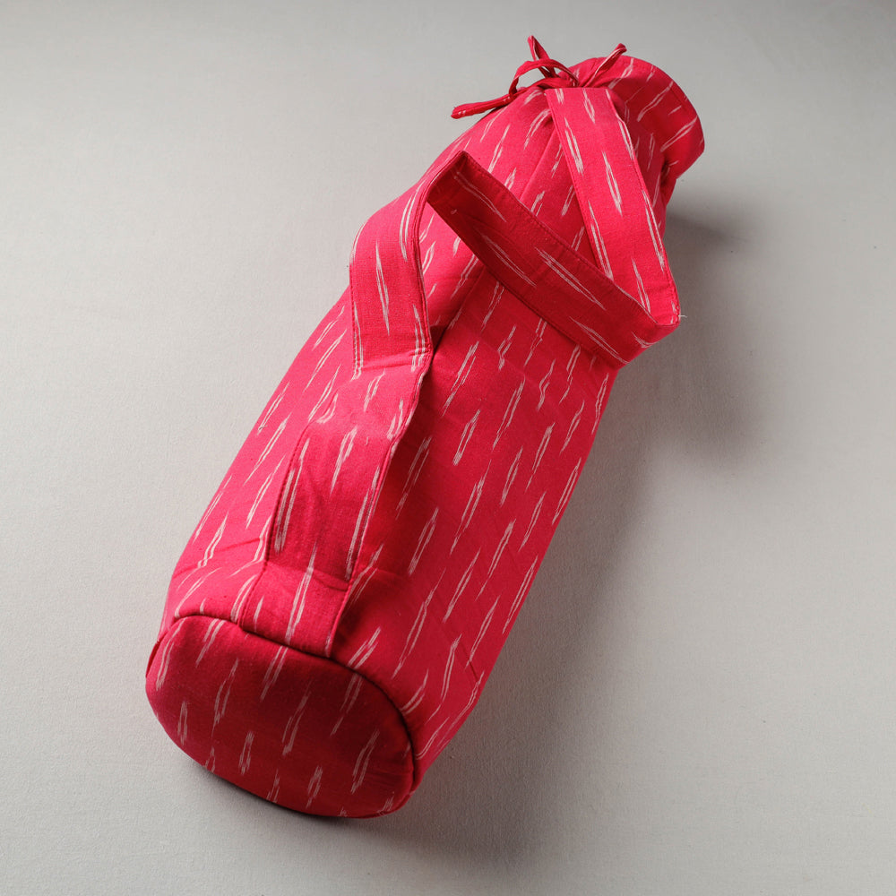 Pink Pochampally Ikat Cotton Yoga Mat Bag 