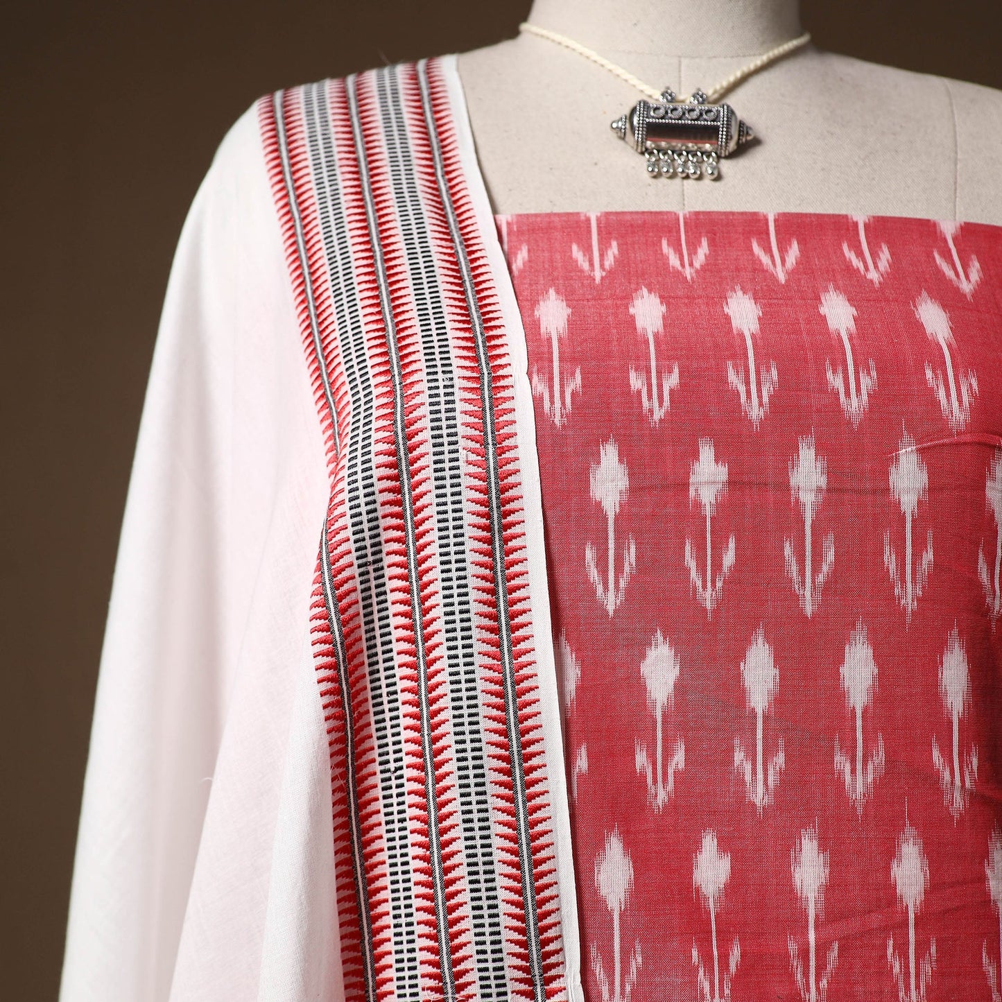 Pochampally ikat mercerised cotton 2pc unstitched dress