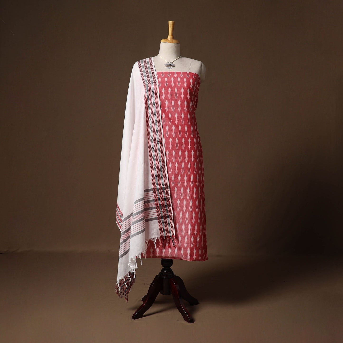 Pochampally ikat mercerised cotton 2pc unstitched dress