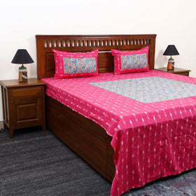 Pochampally Ikat with Sanganeri Patch Cotton Bedsheet Set