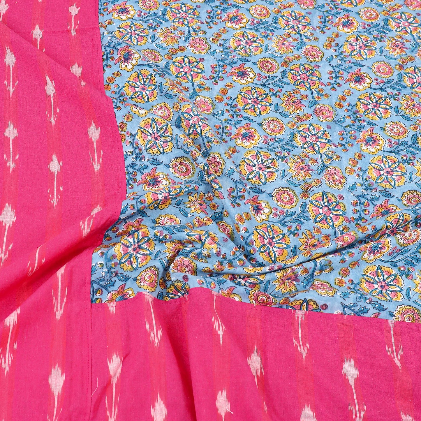 Pochampally Ikat with Sanganeri Patch Cotton Bedsheet Set