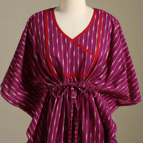 Pink Pochampally Ikat Weave Cotton Kaftan (Medium)