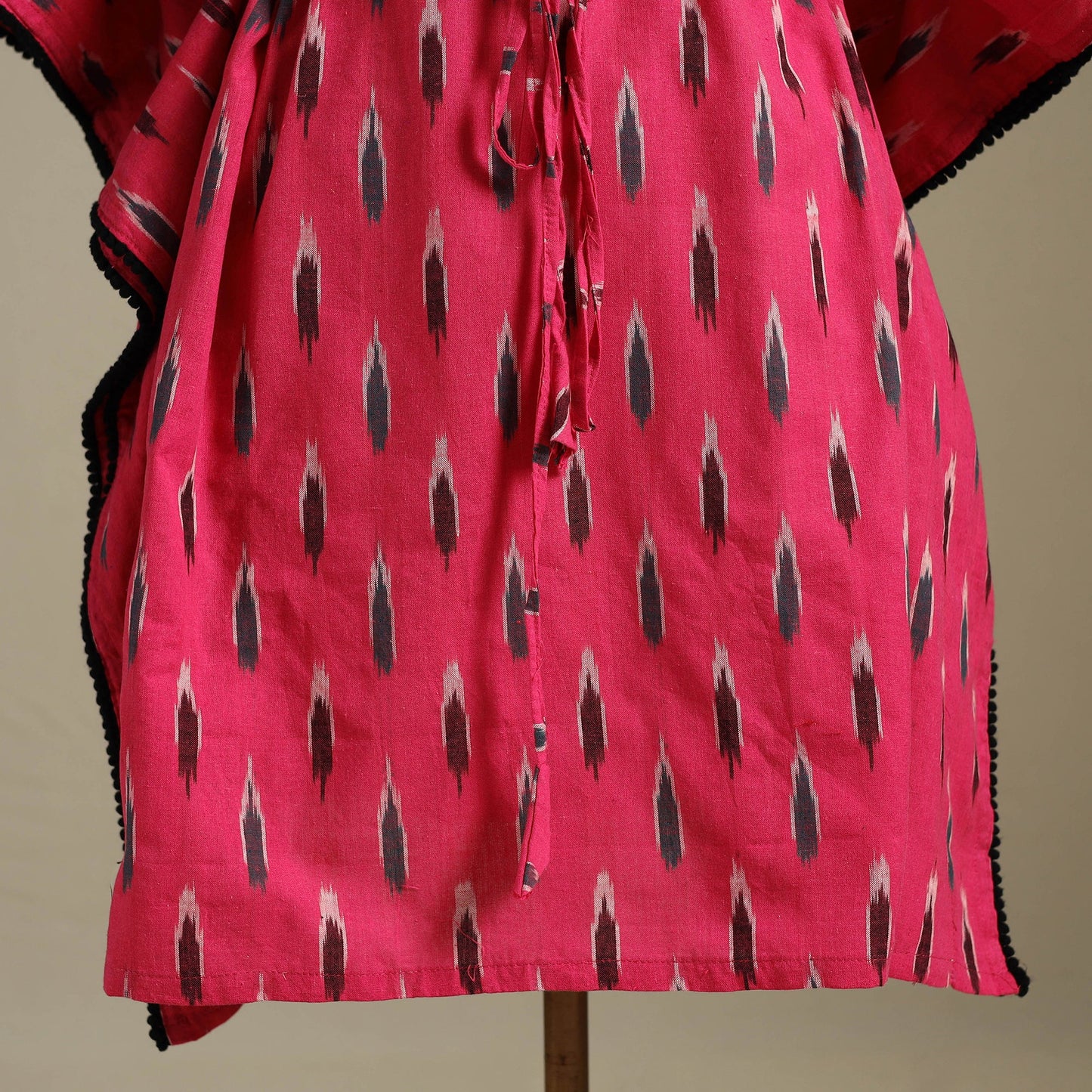 Pink Pochampally Ikat Weave Cotton Kaftan (Medium)