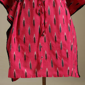 Pink Pochampally Ikat Weave Cotton Kaftan (Medium)