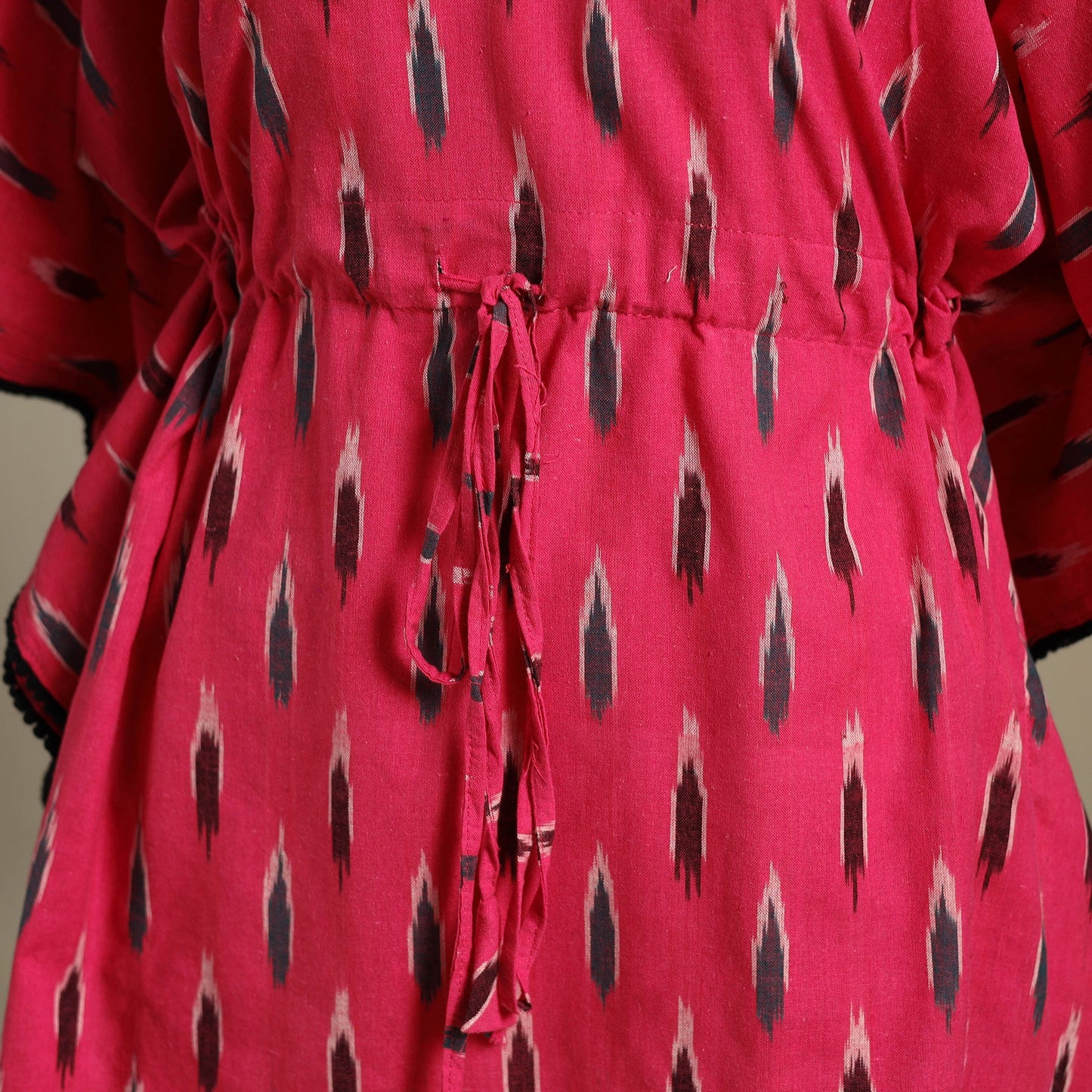 Pink Pochampally Ikat Weave Cotton Kaftan (Medium)