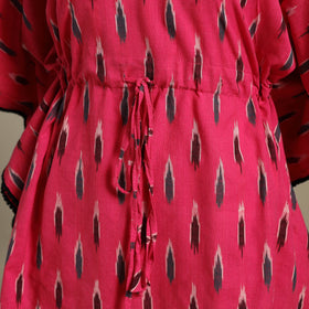 Pink Pochampally Ikat Weave Cotton Kaftan (Medium)