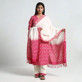 Pink - pochampally ikat weave cotton kurta with palazzo &