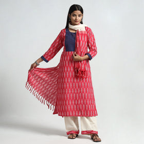 Pochampally Ikat Kurta with Palazzo & Dupatta Set
