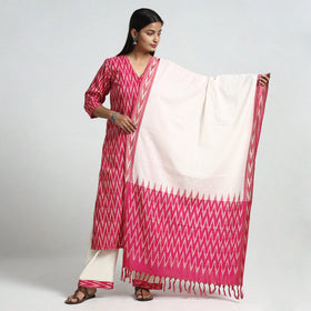 Pink - pochampally ikat weave cotton kurta with palazzo &