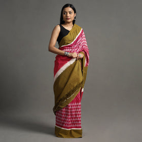 Buy Pink Pochampally Ikat Weave Handloom Cotton Saree Online
