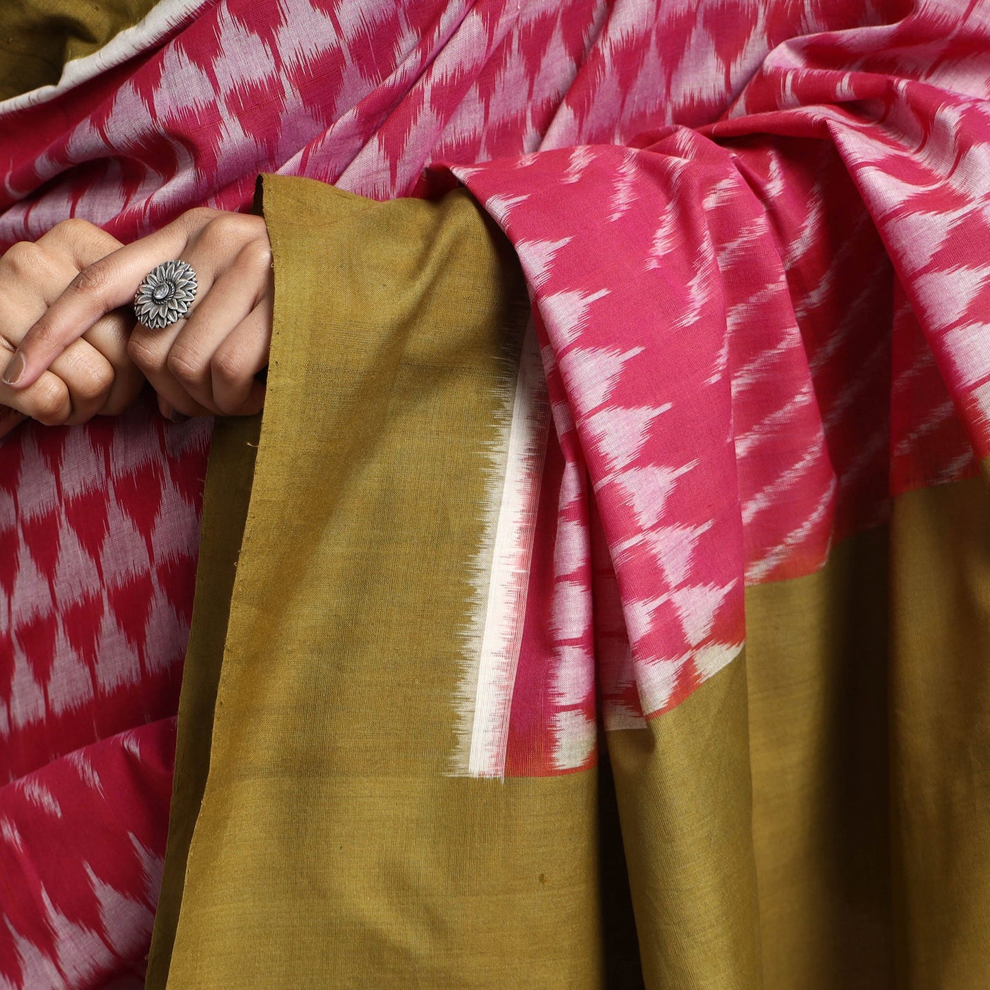 Buy Pink Pochampally Ikat Weave Handloom Cotton Saree Online