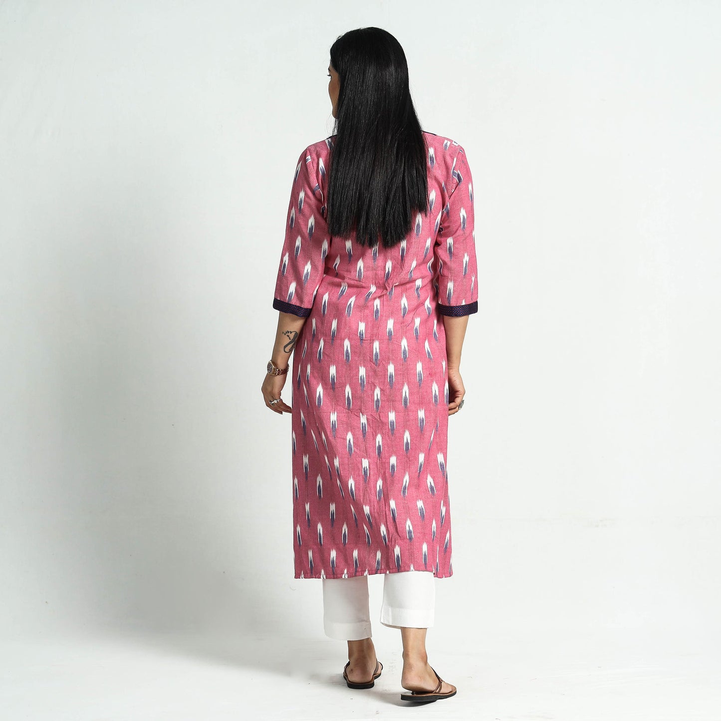  Pochampally Ikat Weave Khun Patchwork Cotton A-Line Kurta 