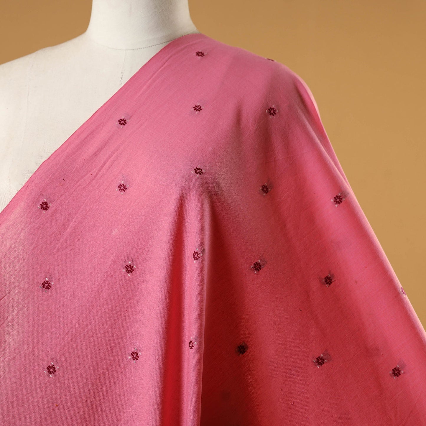 Pink - prewashed cotton jacquard fabric 12 - handcrafted