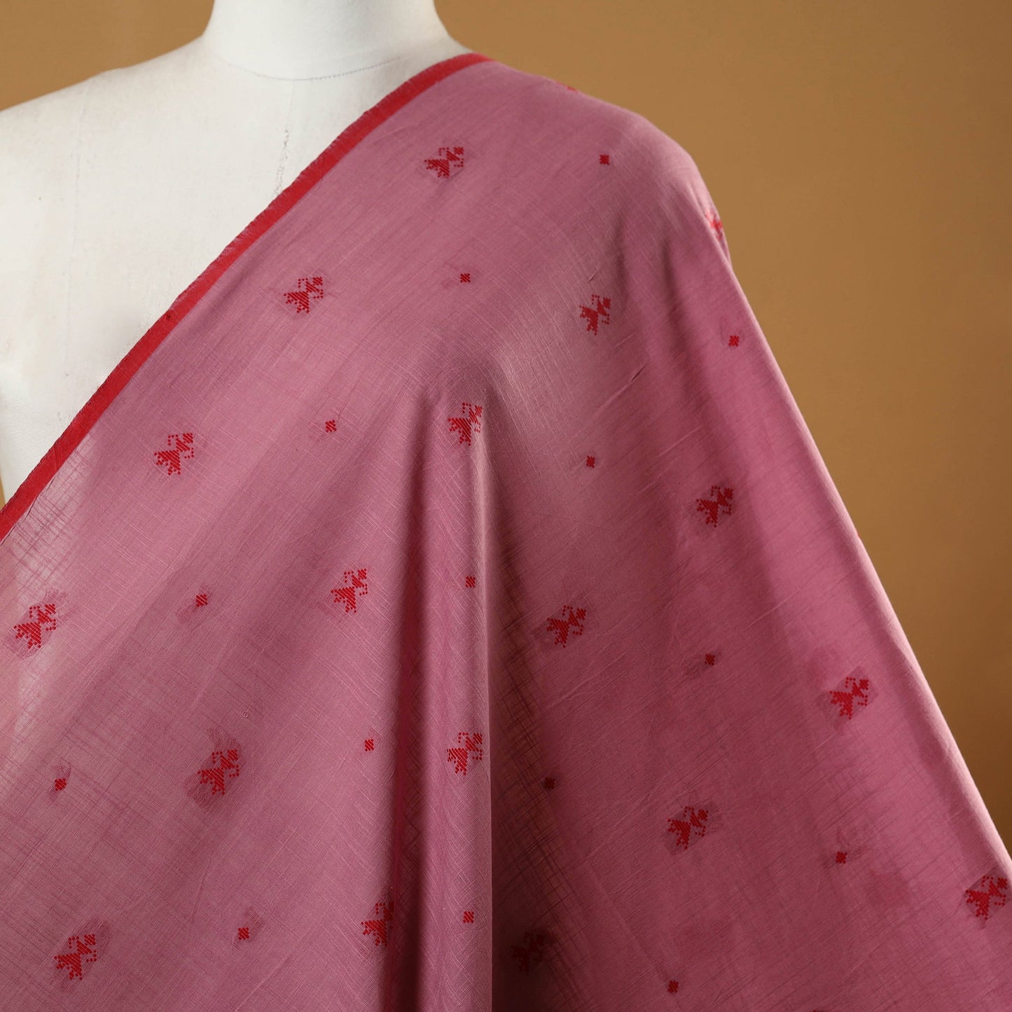 Pink - prewashed cotton jacquard fabric 13 - handcrafted