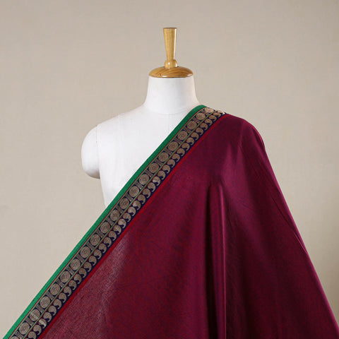 Pink - prewashed cotton thread border dharwad fabric 09