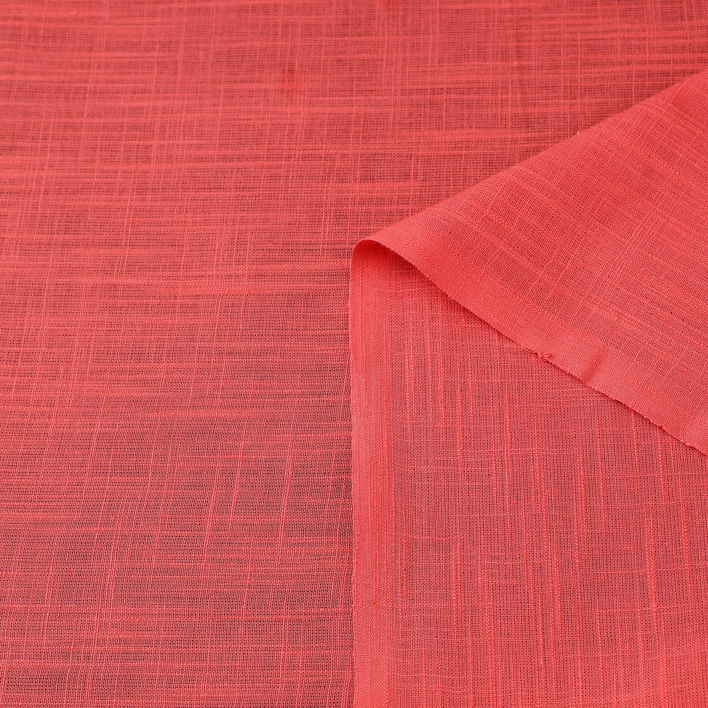Pink Prewashed Slub Cotton Plain Fabric