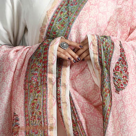 Buy Pink Block Printed Chanderi Silk Sanganeri Dupatta