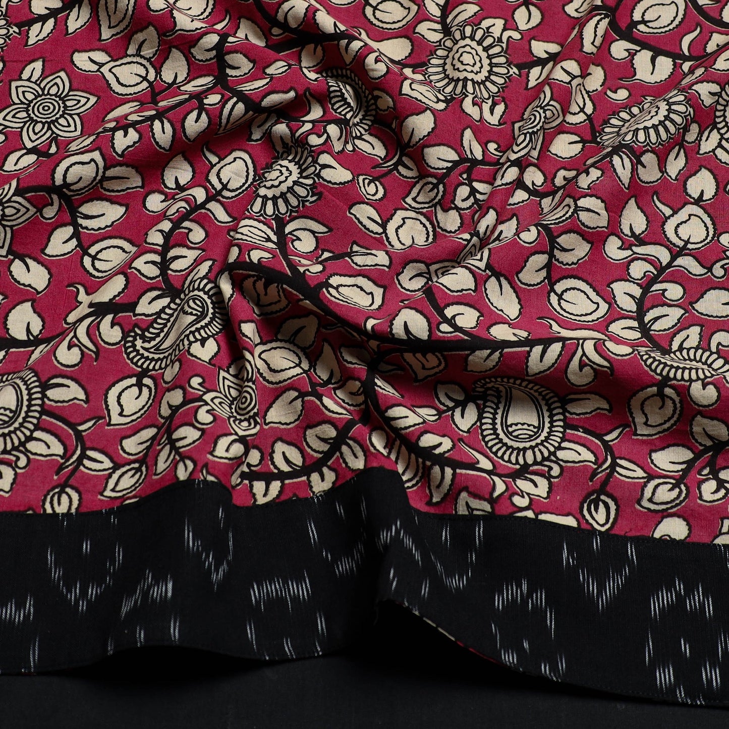 Pink - printed cotton kalamkari blouse piece 24