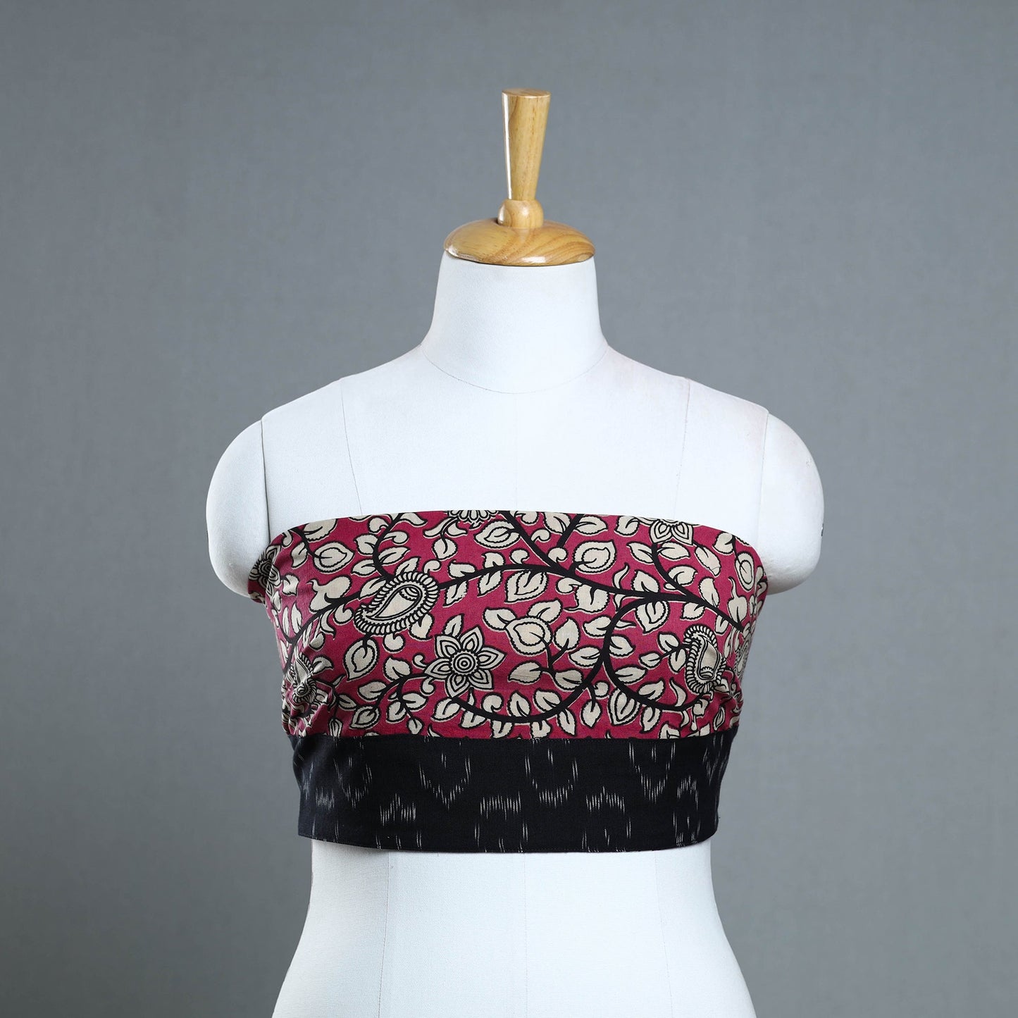 Pink - printed cotton kalamkari blouse piece 24