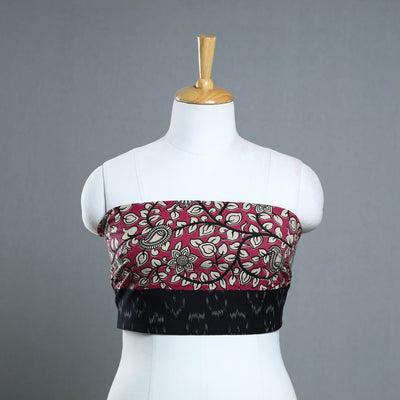 Pink - printed cotton kalamkari blouse piece 24