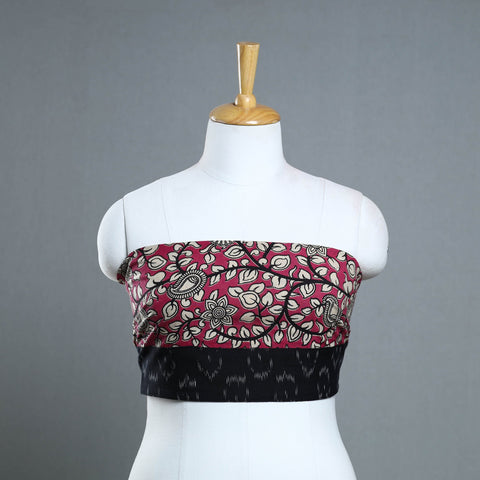Pink - printed cotton kalamkari blouse piece 24