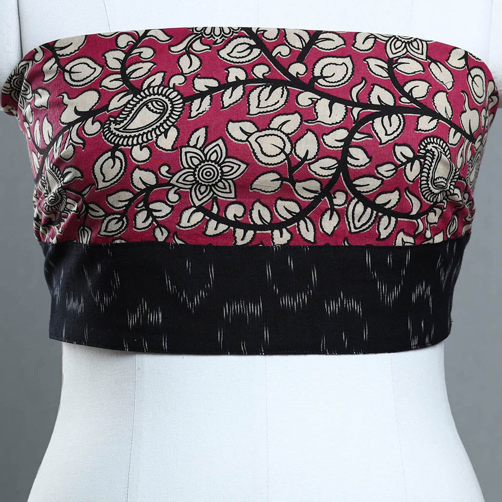 Pink - printed cotton kalamkari blouse piece 24