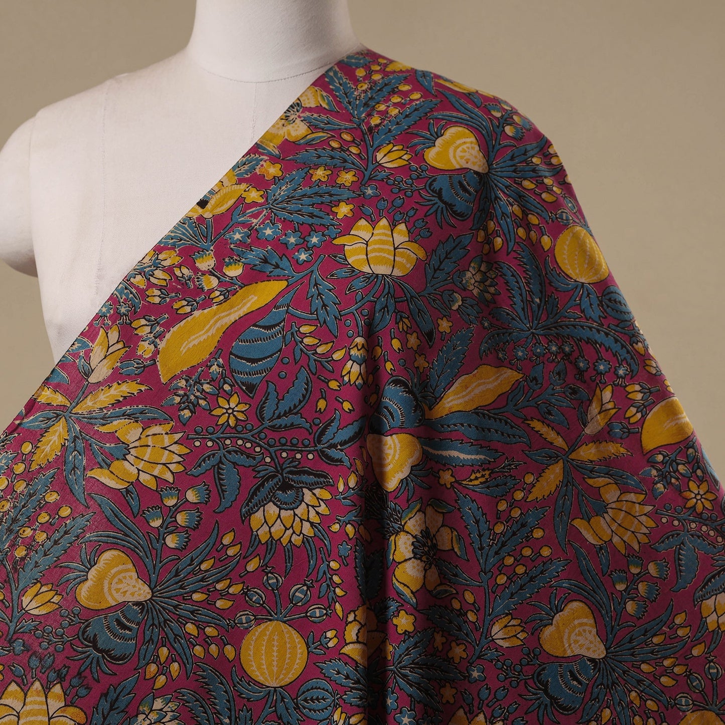 Printed cotton kalamkari fabric 02 - handcrafted