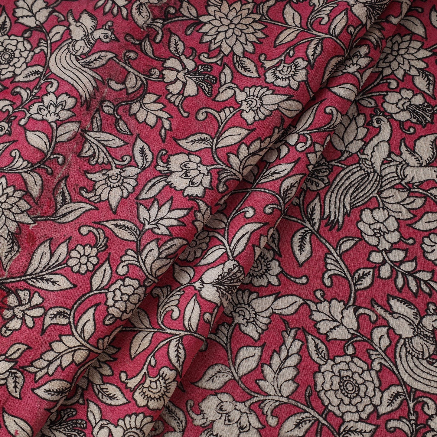 Printed cotton kalamkari fabric 06 - handcrafted