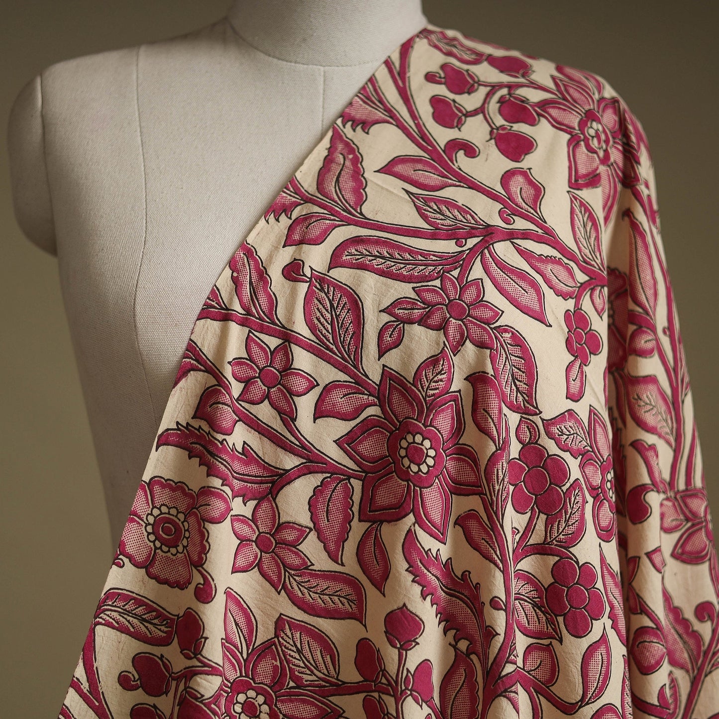 Printed cotton kalamkari fabric 25 - handcrafted