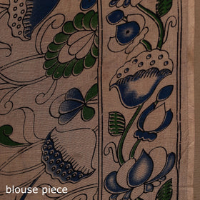 Pink - printed cotton kalamkari saree 05 - handcrafted