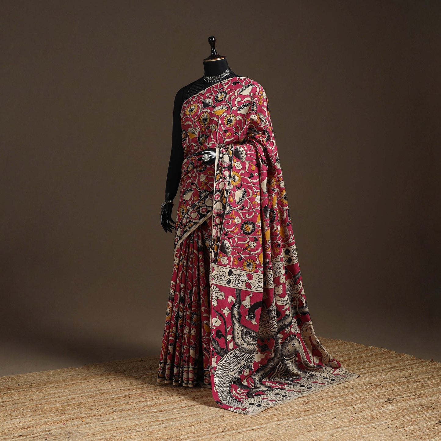 Printed cotton kalamkari saree 14 - handcrafted