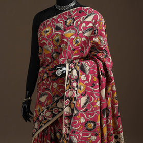 Printed cotton kalamkari saree 14 - handcrafted