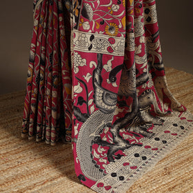Printed cotton kalamkari saree 14 - handcrafted
