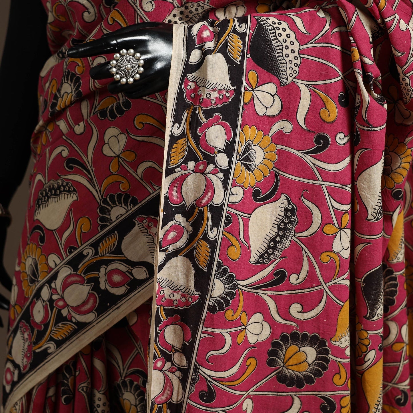 Printed cotton kalamkari saree 14 - handcrafted