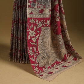 Printed cotton kalamkari saree 16 - handcrafted