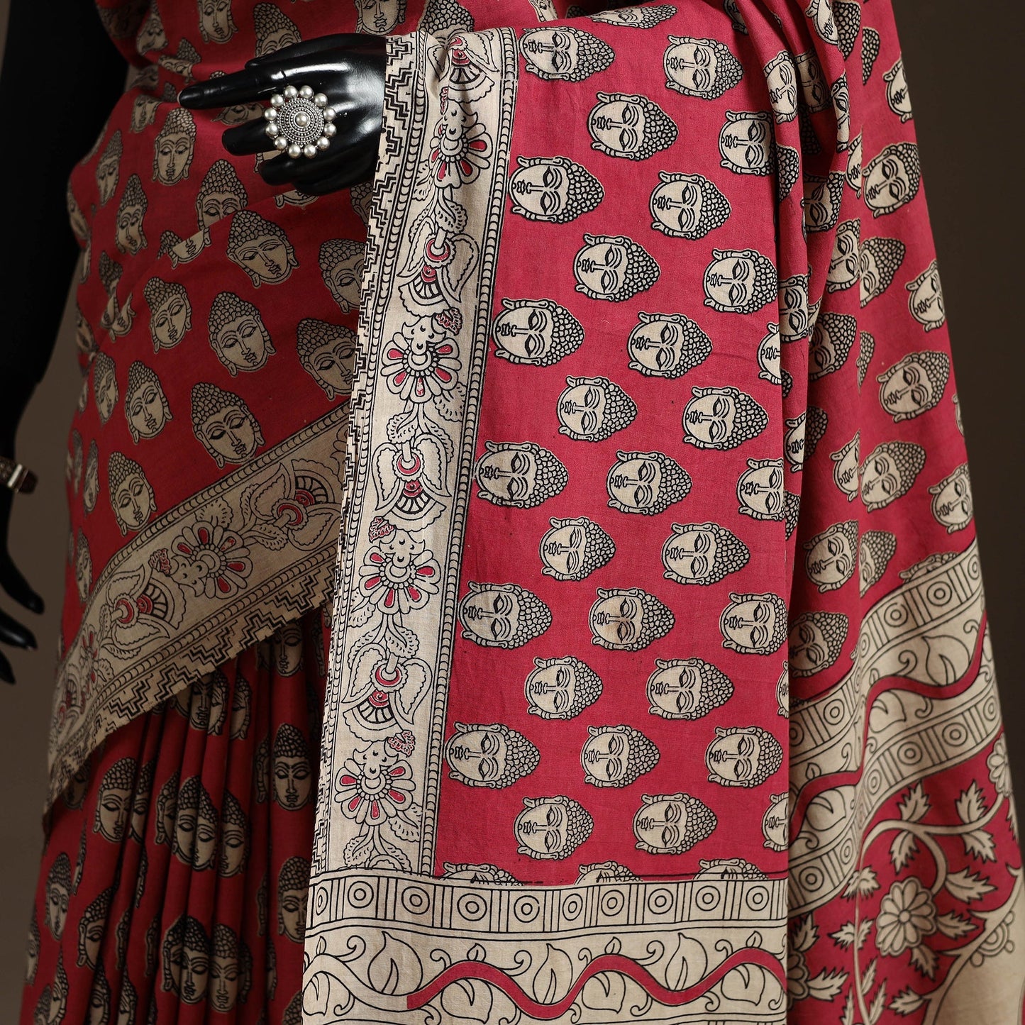 Printed cotton kalamkari saree 30 - handcrafted